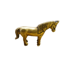 <b>Large</b> Golden Brass Standing Horse Sculpture Creative Tableware Showpiece for Home Decor Vastu Statue Running Horse <b>Desk</b> Ornament - Product Image 1