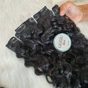 Extensions de cheveux humains de couleur noire naturelle sans couture Clip cheveux vierges bruts au prix de gros - Product Image 5