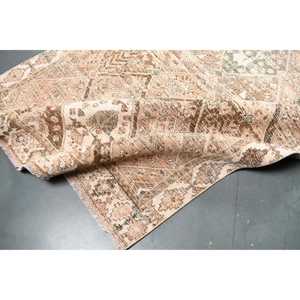 4.7x9.3 ft Large Vintage Turkish Rug, <b>Brown</b> Floral <b>Wool</b> Rug - Product Image 5