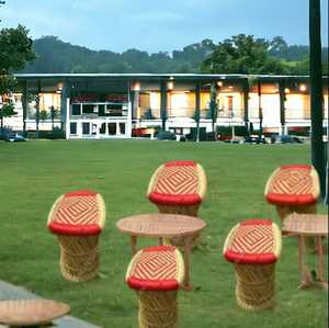 Taburete de bambú ligero y respetuoso con el medio ambiente, diseño compacto duradero, nuevo estilo, conjunto otomano para exteriores, restaurante, cocina, jardín, conjunto para exteriores - Product Image 3