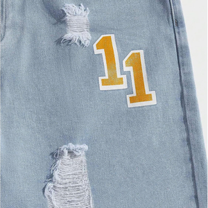 Pantalones cortos de mezclilla desgastados multicolor personalizados para hombre al por mayor con parche NY 11 pantalones cortos de mezclilla de verano - Product Image 6