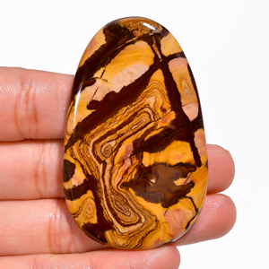 Cabujones de jaspe Biggs naturales australianos, piedras preciosas sueltas de corte ovalado de pera pulida para la fabricación de joyas, alambre de patrones escénicos únicos - Product Image 6