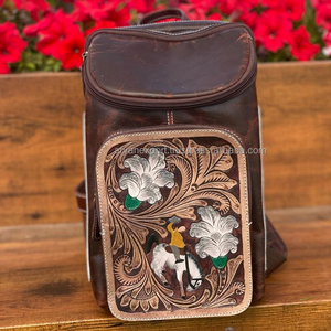 Venta al por mayor de cuero genuino personalizado a mano portátil al aire libre multifunción pecho bolsa pelo en cuero de vaca Floral señoras Sling bolsas - Product Image 4