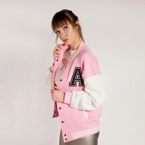 Custom Women's Varsity <b>Jacket</b> Streetwear College Baseball Letterman Long Length Cotton Shell Fleece Lining Printed Stand - Product Image 2