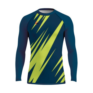 Rashguard unisexe à manches longues avec panneaux en maille respirante, séchage rapide, coton et polyester - Product Image 1