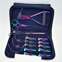 Kit d'outils d'extension de cheveux RMI perles noires mates tirant boucle et crochet outil trame Kit d'outils d'extension Kit de pinces d'extension de cheveux