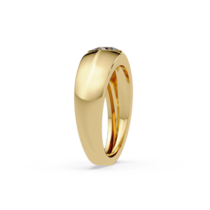 Trendy 14K Pure Gold Solitaire <b>Ring</b> Princess Cut Lab Grown Diamond Square Bezel <b>Thick</b> Dome Band Unisex Jewelry Engagement <b>rings</b> - Product Image 3