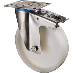 Heavy Duty Swivel Caster Wheel 125mm 130kg Capacity Total Lock Plastic 95x80mm Plate by BS Casters - Product Image 1