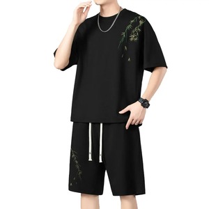 Logotipo OEM Fertilizante más tamaño deportes y ocio cuello redondo bordado conjunto corto verano suelto más tamaño traje de moda - Product Image 3