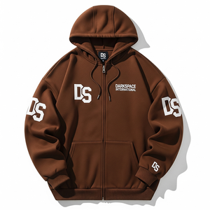 Vente en ligne de Sweat à capuche zippé 100% coton unisexe personnalisable avec col à capuche respirant motif solide pour l'hiver - Product Image 2