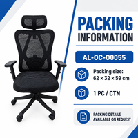 Chaise de bureau en maille noire avec accoudoirs coulissants, soutien lombaire réglable et base incurvée pour bureaux à domicile et postes de travail