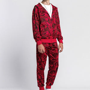 Conjunto Deportivo de Camuflaje Rojo para Hombre, Talla Grande, para Invierno, con Sudadera con Cremallera y Cordón Ajustable - Product Image 3