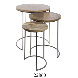 Jeu de 2 plateaux gigognes industriels en métal revêtus de poudre noire pour les décorations de salon et de bureau - Product Image 3