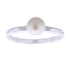 Bague sophistiquée en argent sterling facetté avec accent de perle - Product Image 2