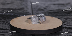 Silver Iced Out Moissanite Diamond Round Cluster <b>Ring</b> Luxury Pave Band Hip Hop Men <b>Statement</b> <b>Ring</b> Heavy Bling Gift - Product Image 3