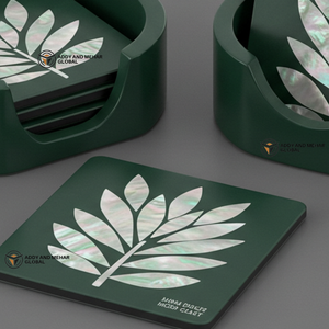 ชุดที่รองแก้ว24ชิ้นลายมุกสีเขียวเข้มทำมือเป็นมิตรต่อสิ่งแวดล้อมสำหรับการใช้งานในชีวิตประจำวันผู้จำหน่ายอินเดีย - Product Image 5