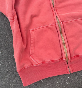 Prix d'usine, fabricants, logo personnalisé, sweat-shirts vierges pour hommes, coton, épaules tombantes, fermeture éclair, lavage à l'acide, sweat-shirt vintage - Product Image 2