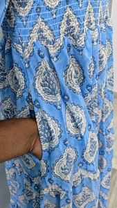 Robe maxi indienne en coton voile, écologique, lavable, élégante et douce, imprimée à la main, pour l'été - Product Image 3