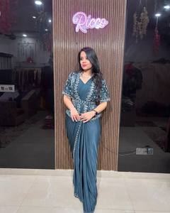 FANCY LISTO PARA USAR SECUENCIA TRABAJO SAREE CON KOTI Y BLUSA - Product Image 3