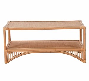 Mesa de centro de ratán natural con almacenamiento de doble capa-Diseño de caña tejida rectangular - Product Image 2