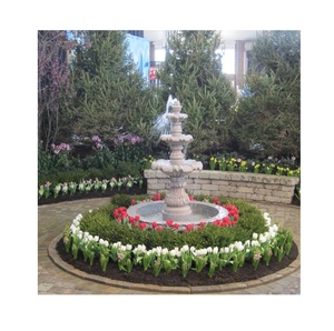 Fuente de jardín de mármol blanco adornado con escultura hecha a mano para patio Villa Patio Resort entrada y decoración al aire libre - Product Image 2