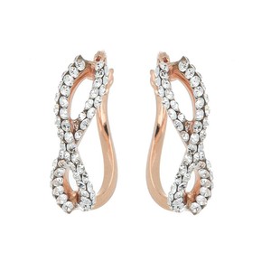 Boucles d'oreilles DelPia Style Infini, tube externe 10 % or 18 carats sur argent sterling 925, cristaux blancs à l'intérieur, rose 10x15mm - Product Image 1