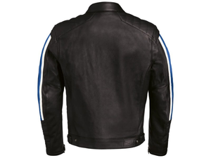 Bm Schwabing hommes noir/bleu Motorrad classique Soulfuel patrimoine/cuir de vachette urbain moto rue équitation/course veste CE - Product Image 3