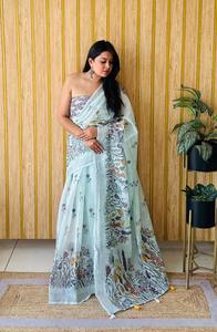 Colección de saris de seda elegante, diseños florales modernos, ropa de verano ligera para fiesta informal, venta al por mayor, reversible, sin arrugas - Product Image 5