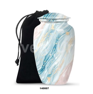 Vente chaude Urne adulte de crémation finie en marbre blanc de qualité supérieure pour cendres humaines avec sac en velours gratuit - Product Image 1