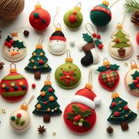 Adornos Navideños Colgantes de Fieltro de Lana Hechos a Mano, Impresión a Todo Color, Estilo Moderno, Embalaje Personalizado, Santa Claus Rústico y Encantador