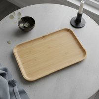 Plateau de service carré en bambou durable de qualité supérieure 3203031-26X16, résistant au lave-vaisselle, pour service à thé