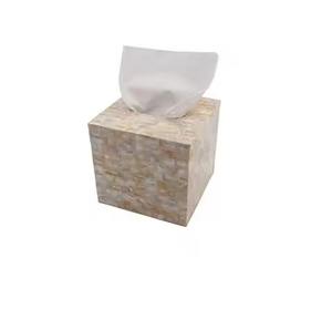 Porte-serviettes de boîte à mouchoirs en nacre blanche pure pour utilisation décorative de dessus de table et support de boîte à serviettes de nettoyage à la main - Product Image 5