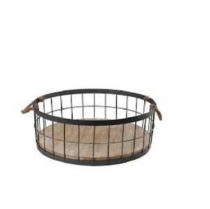 Cesta de almacenamiento de alambre de Metal de estilo americano de tendencia reciente con Base de madera en el interior Tamaño personalizado Forma Color Usos en la cocina del hogar - Product Image 1
