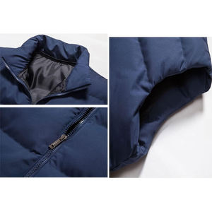 Gran oferta de chalecos acolchados cálidos para hombre, chaleco ligero con cuello levantado, ropa de abrigo de Color azul marino, chaleco acolchado, chaqueta sin mangas con cremallera - Product Image 4