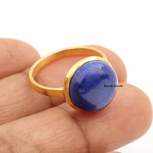 RJR0262 12mm Naturel Lapis Lazuli Pierre Précieuse Anneau Classique Boho Style Éternité Vermeil 925 Bijoux En Argent Sterling pour Femmes Filles - Product Image 6