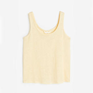 Femmes 100% Jersey de coton Léger Beige Couleur Loose Fit Sleeveless Summer Vest For Sale Women Summer Tops - Product Image 5