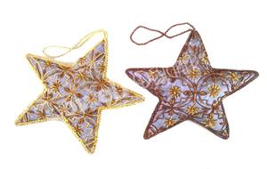 Indien meilleure qualité fait à la main Zari travail en forme d'étoile arbre de Noël ornement or scintillant vacances suspendus ornement brodé - Product Image 2