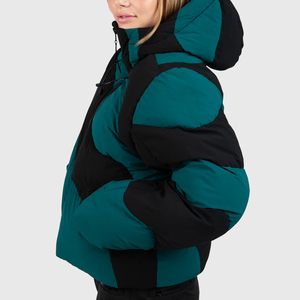 Chaqueta Bomber Acolchada Impermeable y Transpirable para Mujer, Talla Grande, con Paneles Verdes y Negros, para Deportes de Invierno - Product Image 4