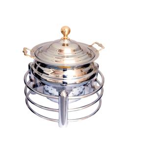 Plato de frotamiento Acabado de cobre brillante con soporte para quemador Calentador de alimentos Plato de frotamiento Gran capacidad Buffet Plato de frotamiento decorativo - Product Image 3