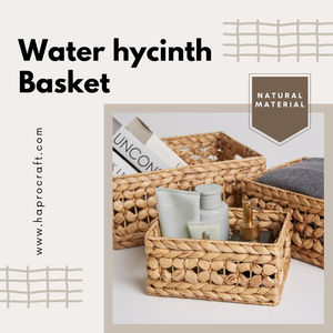 HAPROSIMEX SAIGON Paniers de rangement tissés à la main en jacinthe d'eau avec poignées intégrées Fabricant OEM Paniers d'organisation - Product Image 5