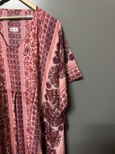 Best Selling Women's Casual Maxi <b>Dress</b> Elegant Floral Print Loose Fitted Silk Kaftan with Long V-Neck for Spring Summer Wear - Product Image 3