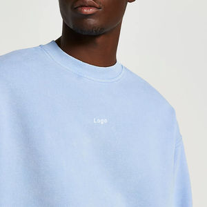 เสื้อกันหนาวแขนยาวผ้าฝ้ายคอตตอนเฟรนช์เทอร์รี่สำหรับผู้ชายเสื้อสวมหัวคอกลมทรงโอเวอร์ไซซ์พร้อมโลโก้ฤดูหนาวผ้าฝ้ายรุ่นพื้นฐานพิมพ์ลายโลโก้ - Product Image 4