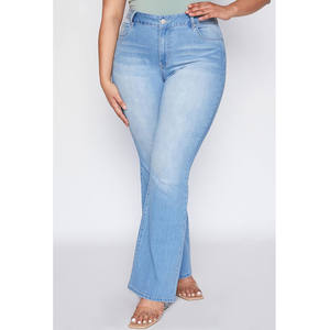 2024 respirant conception personnalisée femmes pantalons décontracté fermeture éclair poche latérale pantalon élégant femmes évasé Denim pantalon - Product Image 5