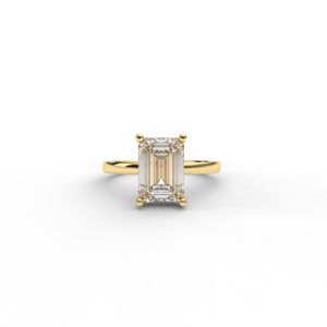 IGI Certified Emerald Cut Lab Grown Diamond Solitaire Engagement <b>Ring</b> in 14K Yellow / White And Rose Gold - Product Image 1