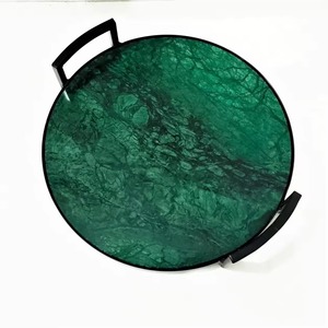 Elegant Marble Serving <b>Tray</b> Durable Brass Handle Latest Design Wide Sturdy Base Attractive Dishwasher Microwave Safe Commercial - Product Image 5