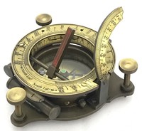 Cadran solaire boussole en laiton massif vintage avec boîte en bois-Design antique JJ Hicks-enduit de poudre, artisanat de Londres de qualité supérieure