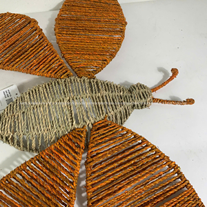 Joyful Orange Seagrass Butterfly Wall Hanging Ornaent Handwoven Seagrass Butterfly Decor Accent For Kids And Nursery Room - Product Image 3