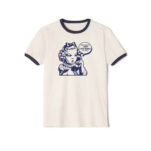 Estilo casual Algodón verde Ringer Tees 100% Tejido de punto Cuello acanalado Diseño-en stock - Product Image 6