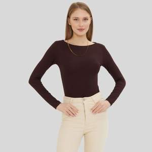 Body à col bateau et manches longues pour femme - Product Image 1