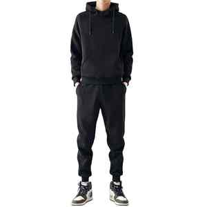 Conjunto de chándal con capucha de color liso con logotipo personalizado en blanco transpirable 100% algodón orgánico ropa de calle chándal para ropa informal de hombre - Product Image 6